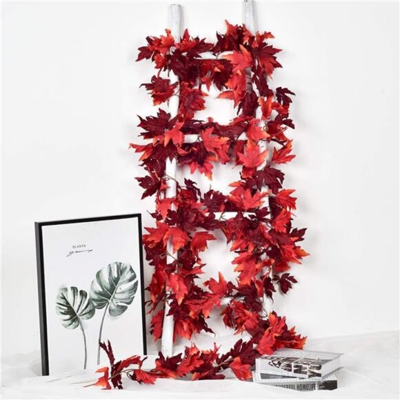 2 Pack Fall Garland Maple Leaf, 5.9Ft/Piece Hanging Vine Garland - Picture 6 of 8